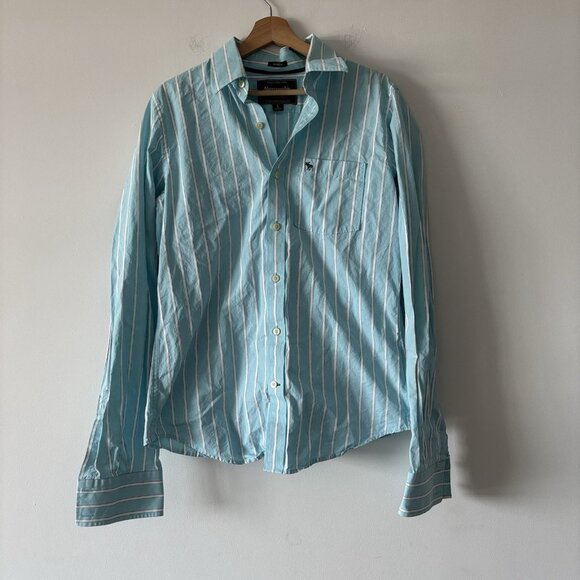 Abercrombie & Fitch Muscle Shirt Long Sleeve Mens Large Striped Y2K Preppy 2000s - Picture 2 of 14